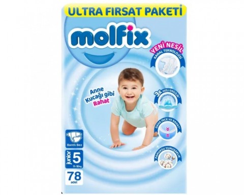 Molfix Bebek Bezi 3D 5 Beden Junior 11-18 Kg 78Li Ultra Fırsat Paketi