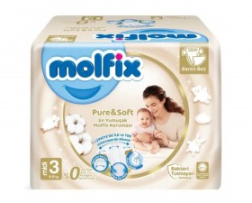 Molfix Pure & Soft Bebek Bezi 3 Beden Midi 4-9 Kg 64Lü Süper Fırsat Paketi