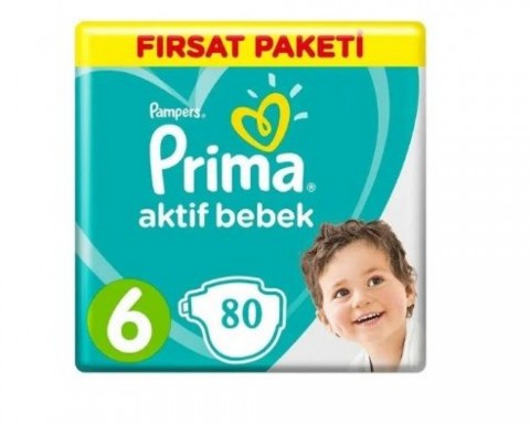 Prima Aktif Bebek Bezi 6 Beden Extra Large 80 Adet